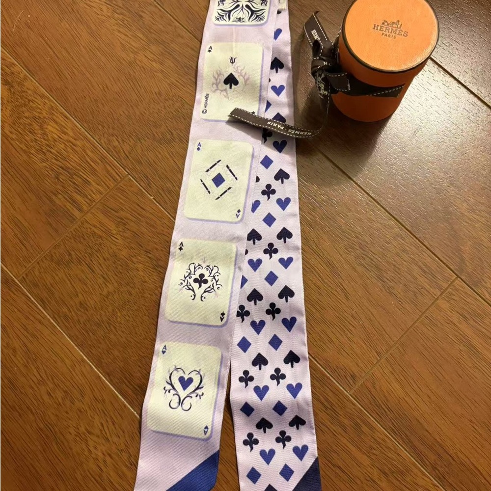 Hermès Playing Card Pattern Silk Scarf